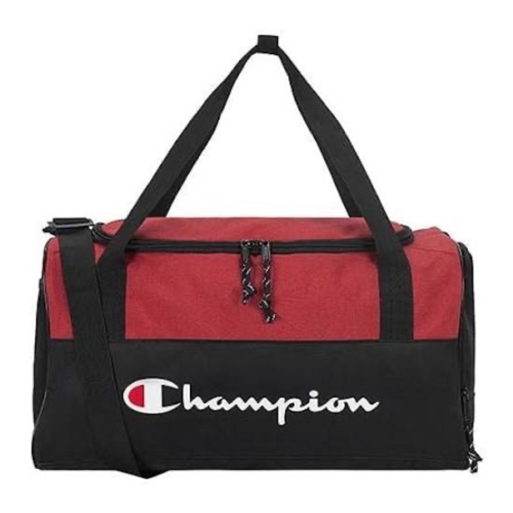 Champion Duffel Bag Red Black Gym Travel Overnight Bag CV2-1054-601 OS